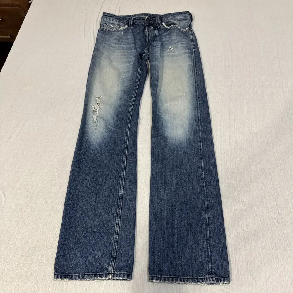 Diesel Larkee Mens 31x34 Regular Straight Blue Jeans Distressed Nice Fade EUC